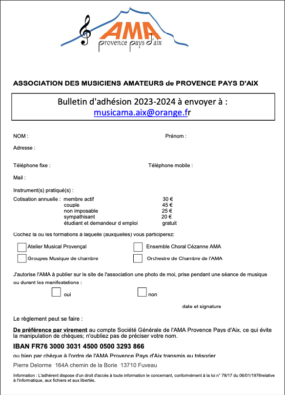 Bulletin d'adhesion 2023-2024